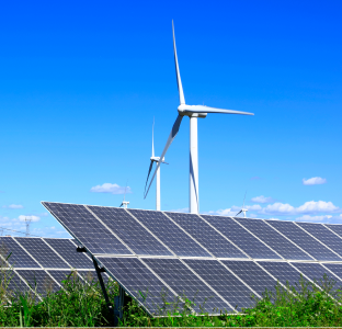 Tấm pin mặt trời và tua-bin gió